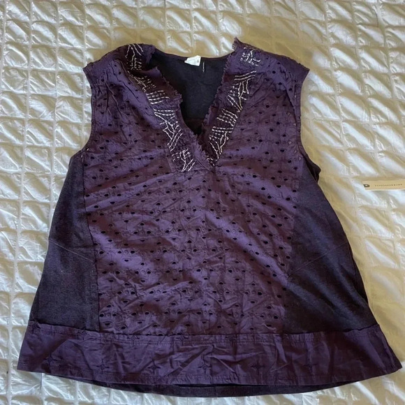 Anthropologie Akemi + kin purple boho eyelit top - Picture 3 of 11